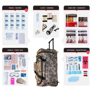 Great Selection of Survival Gear like this Family Preparedness Package w/ Food Storage