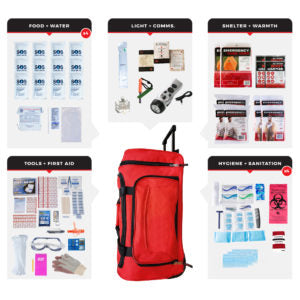 4 Person Comfort Survival Kit, Rolling Bag
